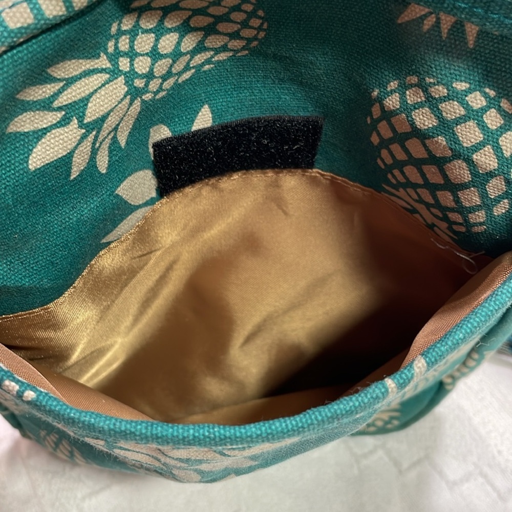 Kavu Keeper Crossbody Rope Bag Cotton Canvas Purse Pineapples Teal Blue & Gray - Picture 14 of 16